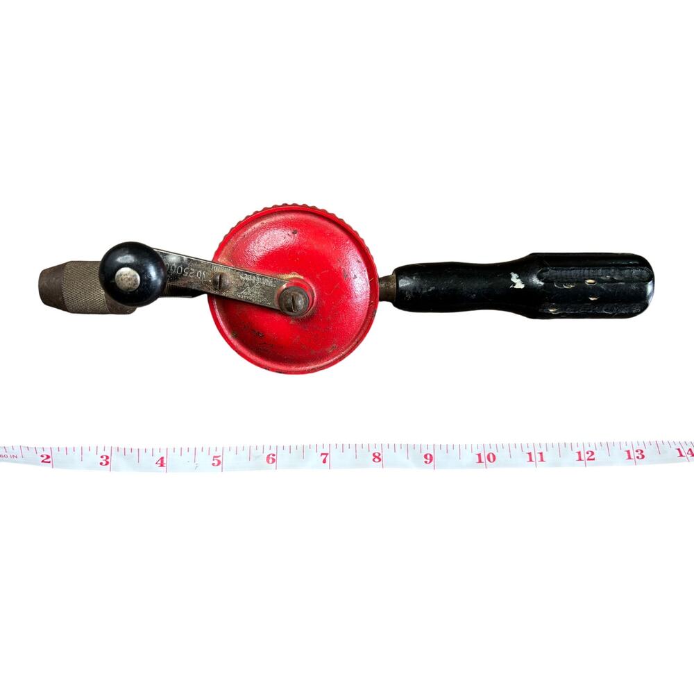 Vintage Millers Falls No 2500C Hand Drill Egg Beater Red Tool AS IS Repair